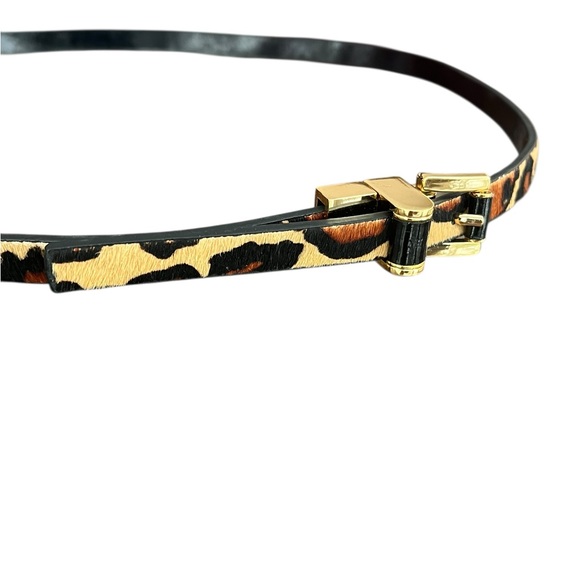 Michael Kors Accessories - Michael Kors Leopard Skinny Belt in Calf Hair Gold Tone Buckle Size 39.5”